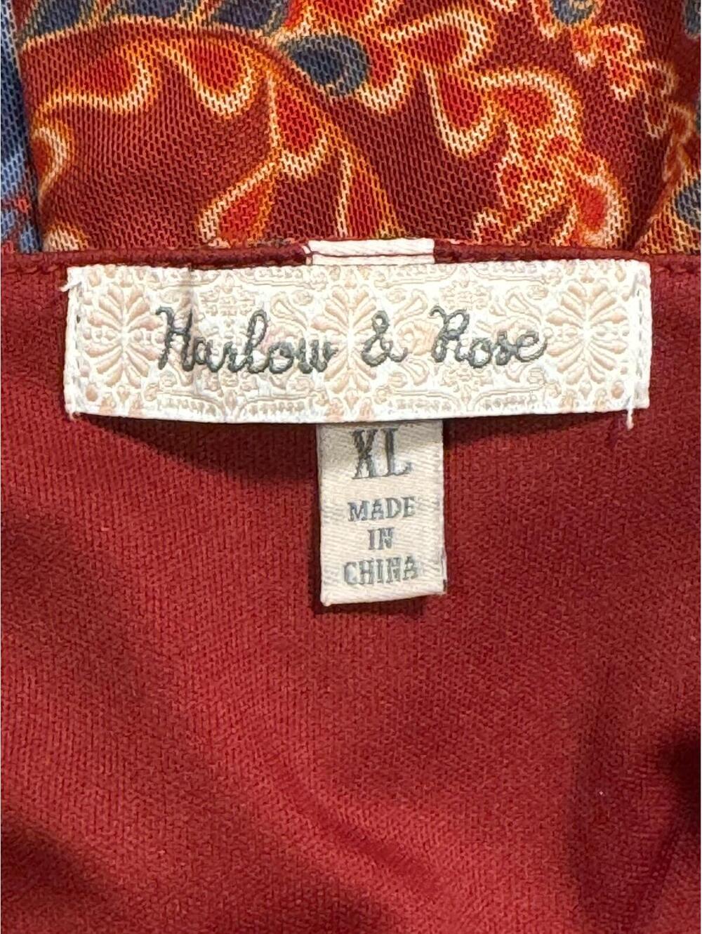 Harlow & Rose Burgundy Paisley Faux Wrap Maxi Dress - Picture 8 of 9